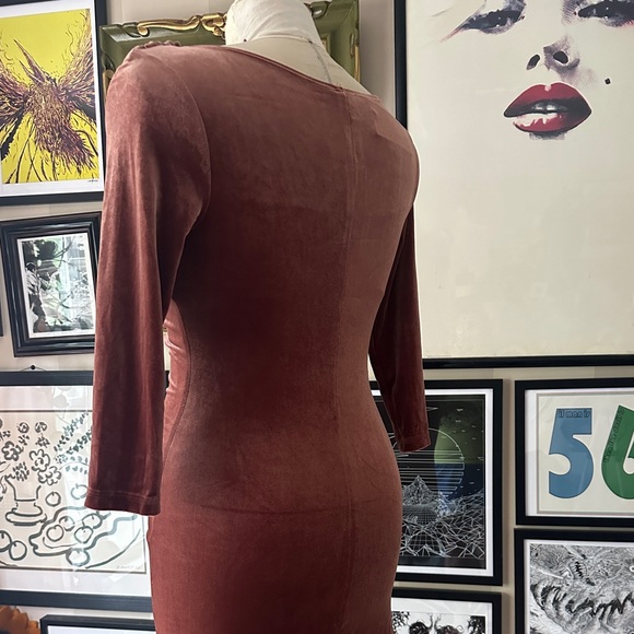 Deadly Dames Film Noir Dress in Rusty Rose Velvet NWT - Picture 7 of 15